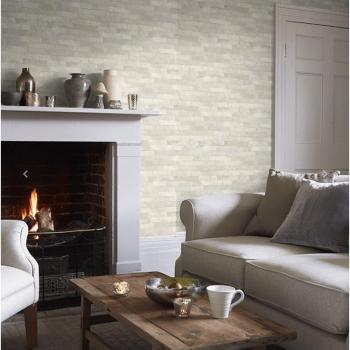Slate Grey Gold Brick Wallpaper