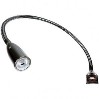 Verchromte LED Bettleuchte mit USB, warmweiß, 1er Set