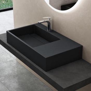 Lavabo Suspendu Gris Noir Mat 75cm