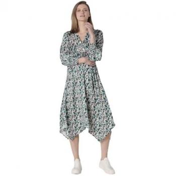 Lois Jeans Vestido largo con plisado camuflaje verde