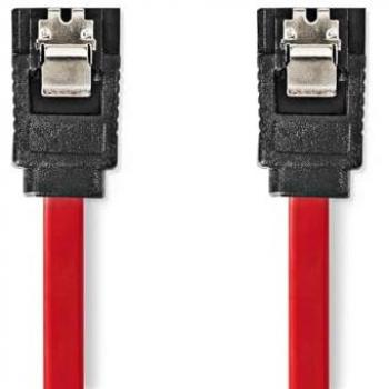 SATA 7‑Pin Red Nickel‑Plated Flat Cable – 0.5 m
