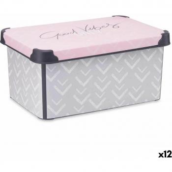 Scatola di Deposito con Coperchio Vibes Grigio Rosa 10 L