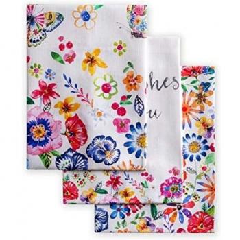 Maison d'Hermine Happy Florals Geschirrtücher - Set von 3, Multi-Purpose, Frühling/Sommer