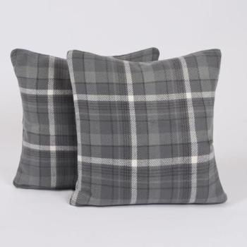 Charcoal Tartan Cushion Pad Set (2 Pack) – 18”x18”