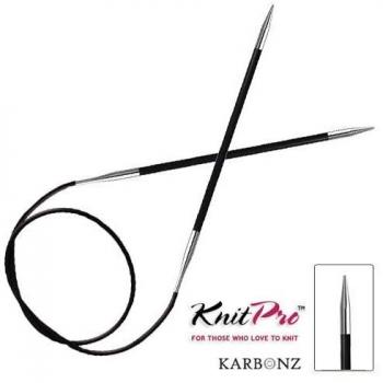 CarbonZ Knit Pro KP41146 Fixed Circular Needles, Black & Silver – 40 cm × 3.5 mm