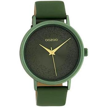 OOZOO Timepieces Damen Quarzuhr, Analog, 42 mm, Lederarmband in Grün