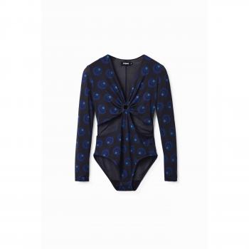 Large Blue Geometric Circle Body with Cut‑Outs