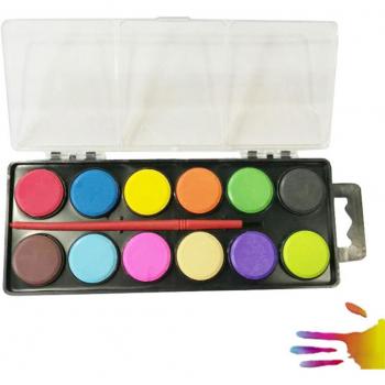 12 Colors Portable Watercolor Paint Set with Brush - Art Supplies for Artists, Students, and Kids