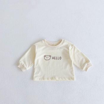 Toddler Girls Round Neck Cotton Knitted Sweatshirt - Cartoon Bear Design