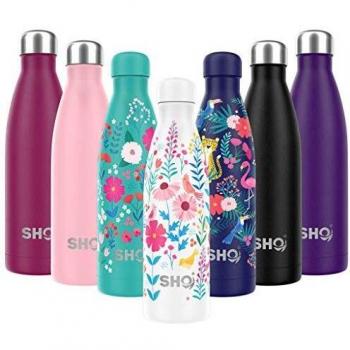 SHO Bottle - L'Ultimate bouteille d'eau en acier inoxydable avec isolation double paroi - Gourde - 24 heures froide et 12 chaudes - sans BPA (x KH - Ice White, 750ml)