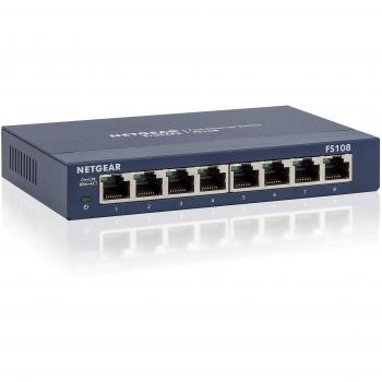 NETGEAR 8-Port Fast Ethernet 10/100 Unmanaged Switch (FS108) - ProSAFE Lifetime Protection