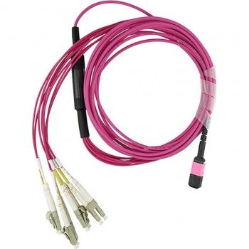 Cavo Fibra Ottica MPO 4x LC OM4 15 m Rosa