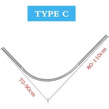Retractable U-Shaped Shower Curtain Rod - Curved 201 Stainless Steel, No Punching, 6 Sizes