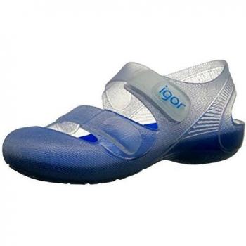 Sandalias Igor Bondi bicolor blanco azul turquesa cierre de velcro