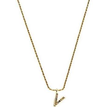 Gargantilla Pertegaz colección INICIALES mujer 41 cm. metal dorado colgante inicial V 1.5 cm