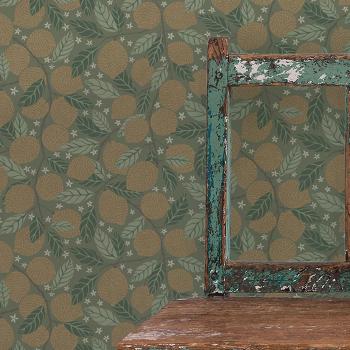 Lemona Green Fruit Tree Non Woven Paper Wallpaper