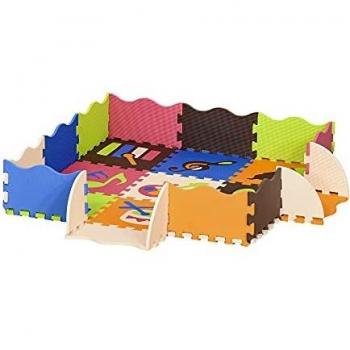 Alfombra Puzzle para Niños HOMCOM 120x90,5x16,5 cm 25 Piezas EVA Suave Multicolor