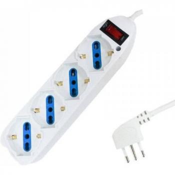 Multipresa ciabatta da tavolo 5m 4 porte universali 10/16A schuko + switch laterale 10A in bianco