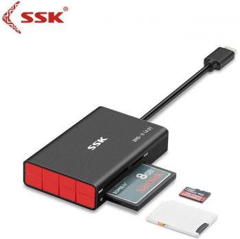 SSK USB 3.0 Multi-Function Card Reader for SD/TF/CF Cards