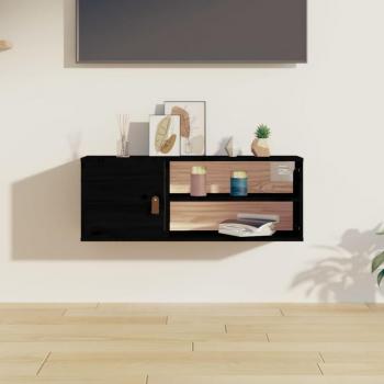 Pensile Nero in Legno Massello di Pino 80x30x30 cm
