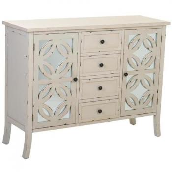 Wanderlust Deco: Aparador de Madera con Vidrio Transparente 110x37x84 cm
