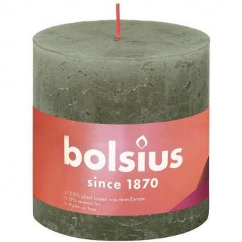 Olivengrüne Stumpenkerze von Bolsius, Höhe 10 cm