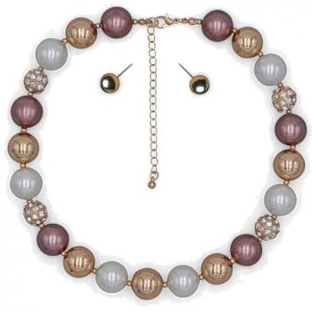 Perlglanz Collier‑Ohrstecker Set – 42 cm Hals + 8 cm Verlängerung