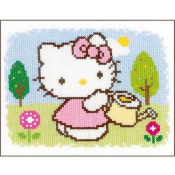 Vervaco Hello Kitty Frühjahrskreuzstich‑Set, 18 × 13 cm, Zählmuster