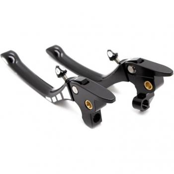Black Chrome Contrast Cut Lever Set for Harley FLHT, FLHX, FLHR