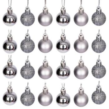 Grey Glow 3‑cm Decorative Baubles – 12 Pack, PVC