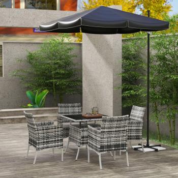 Outsunny Rattan Outdoor Dining Set for 4 with Cushions - Grey