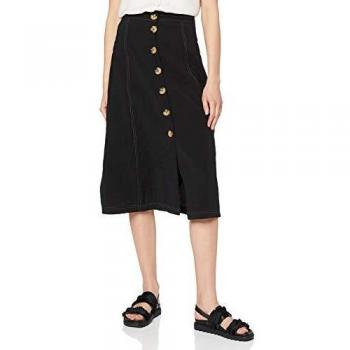Superdry Falda Midi Valley, Talla del Fabricante 16, Negro
