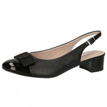 Zapatos de Tacón Bloque Caprice Sling Negro en Cuero y Sintético 37