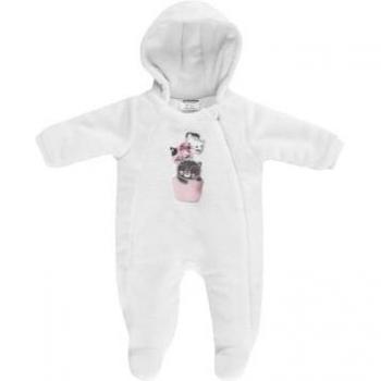 Mono de peluche KITTY CAT con capucha color blanco