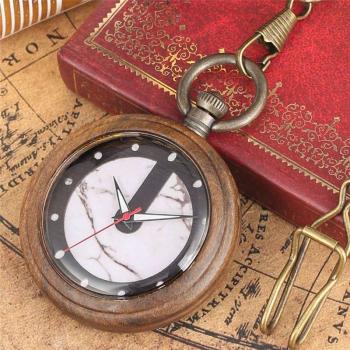 Wooden Pocket Watch - Quartz Luminous Keychain for Men