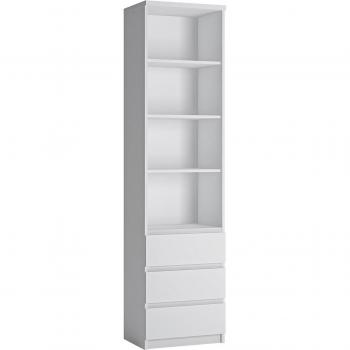 Fribo Tall Narrow 3 Drawer Bookcase - White