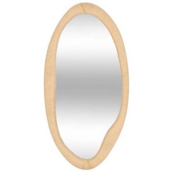 Specchio laia 59x114 cm in corda organica beige e mdf, elegante e raffinato