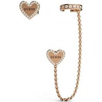 Pendientes Guess mujer Heart to Heart JUBE01080JWRGT-U acero inoxidable rosado corazón trepador