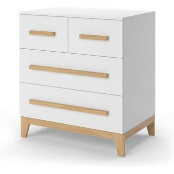 Kommoden-Sideboard VitaliSpa Malia Weiß/Eiche – 80 x 88 cm, 4 Schubladen