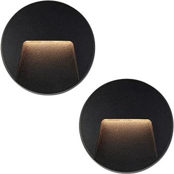 IP65 Round Outdoor Pathway Light – 2 Pack, Black ABS, Indirect CCT LED