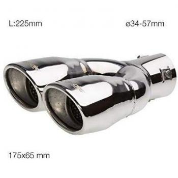 Finition d'échappement en acier inoxydable double ovale angulaire - 86x63xL235mm Montage > 34 mm
