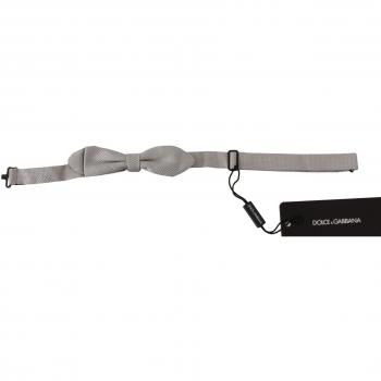 Dolce & Gabbana Gray Silk Faille Adjustable Bow Tie