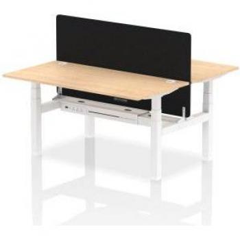 Air 1600 x 800mm Height Adjustable 2 Person Bench Desk Maple Top with Cable Port