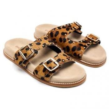 Leopard Pattern Double-Buckle Sandal