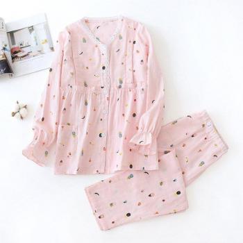 Fdfklak Pink Print Nursing Pajamas