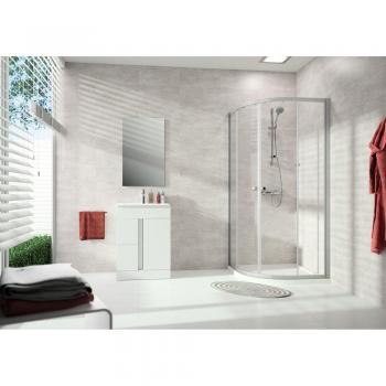 Hüppe Alpha 2 Duschgleittür, 1/4-Kreis, 1000x1000mm, H1900mm, Radius 500mm, teilgerahmt, silber matt, ESG klar