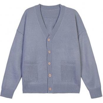 Cardigan gris à manches longues pour homme, col en v, style décontracté, printemps 2022