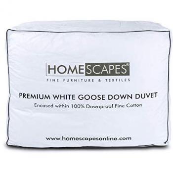 Premium White Goose Down 9 Tog Super King Size Duvet - White