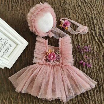 Baby Hat, Dress & Headwear Set for Newborn Photography