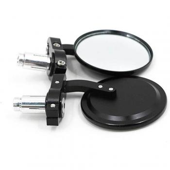7/8 Inch Round Handlebar End Motorcycle Rearview Mirrors - 1 Pair